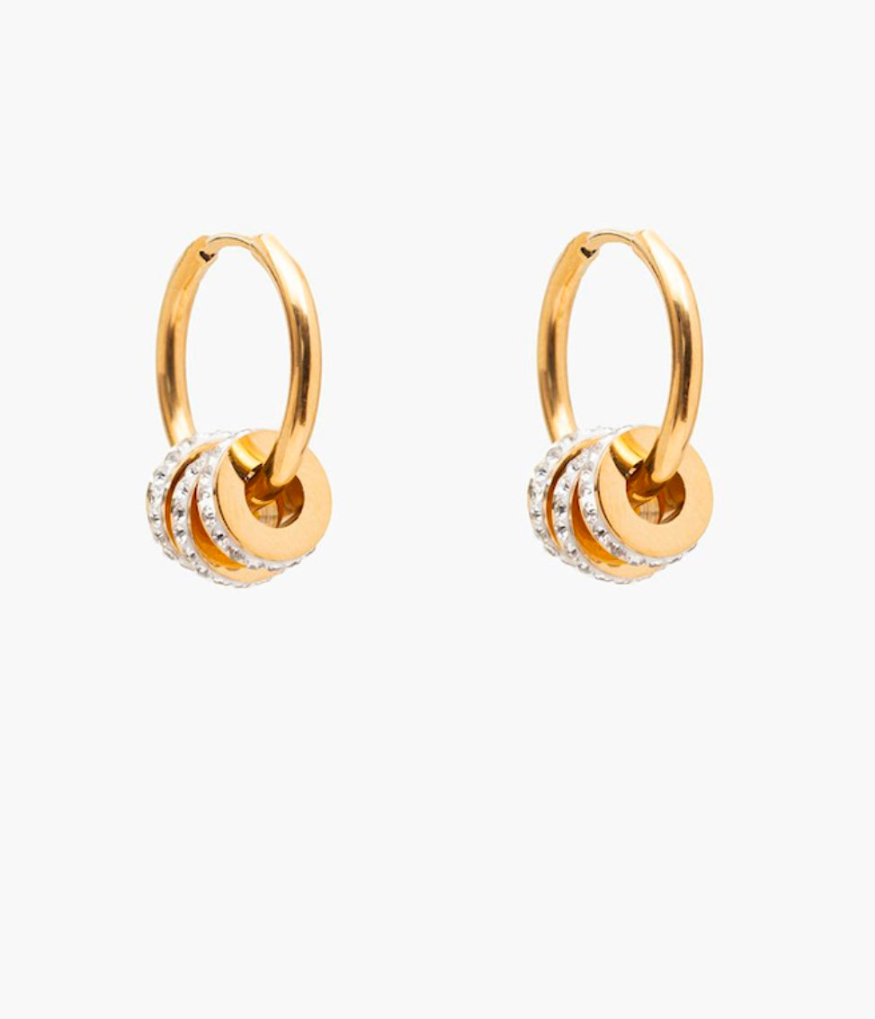 jewellery - Gold hoops with diamante rings